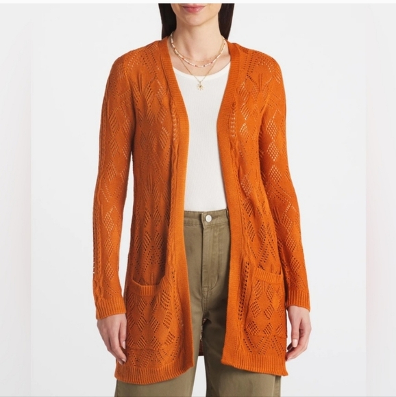 Nwt MARKET & SPRUCE Cecily Pointelle Open Duster Cardigan - Picture 1 of 7